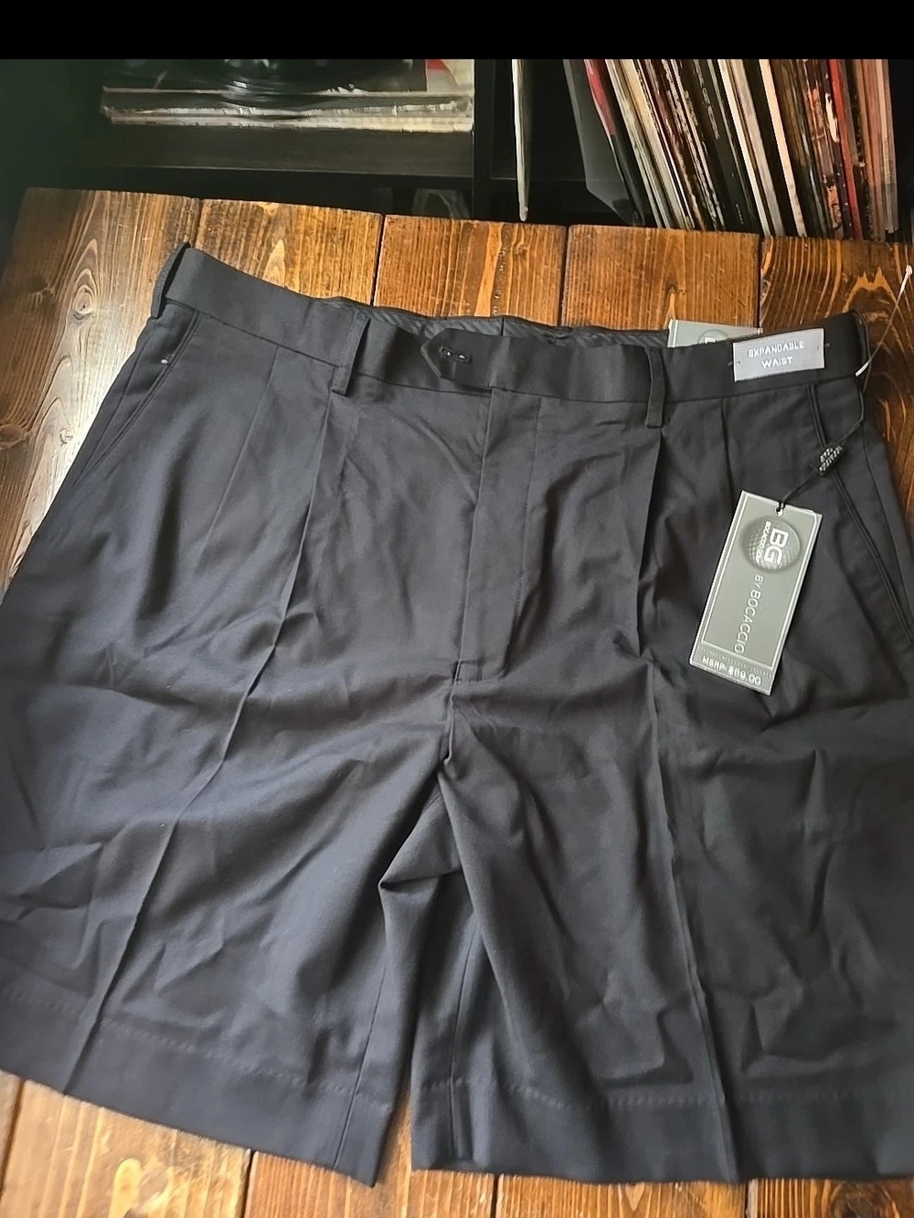 Men's Black Flat-Front Performance Shorts -